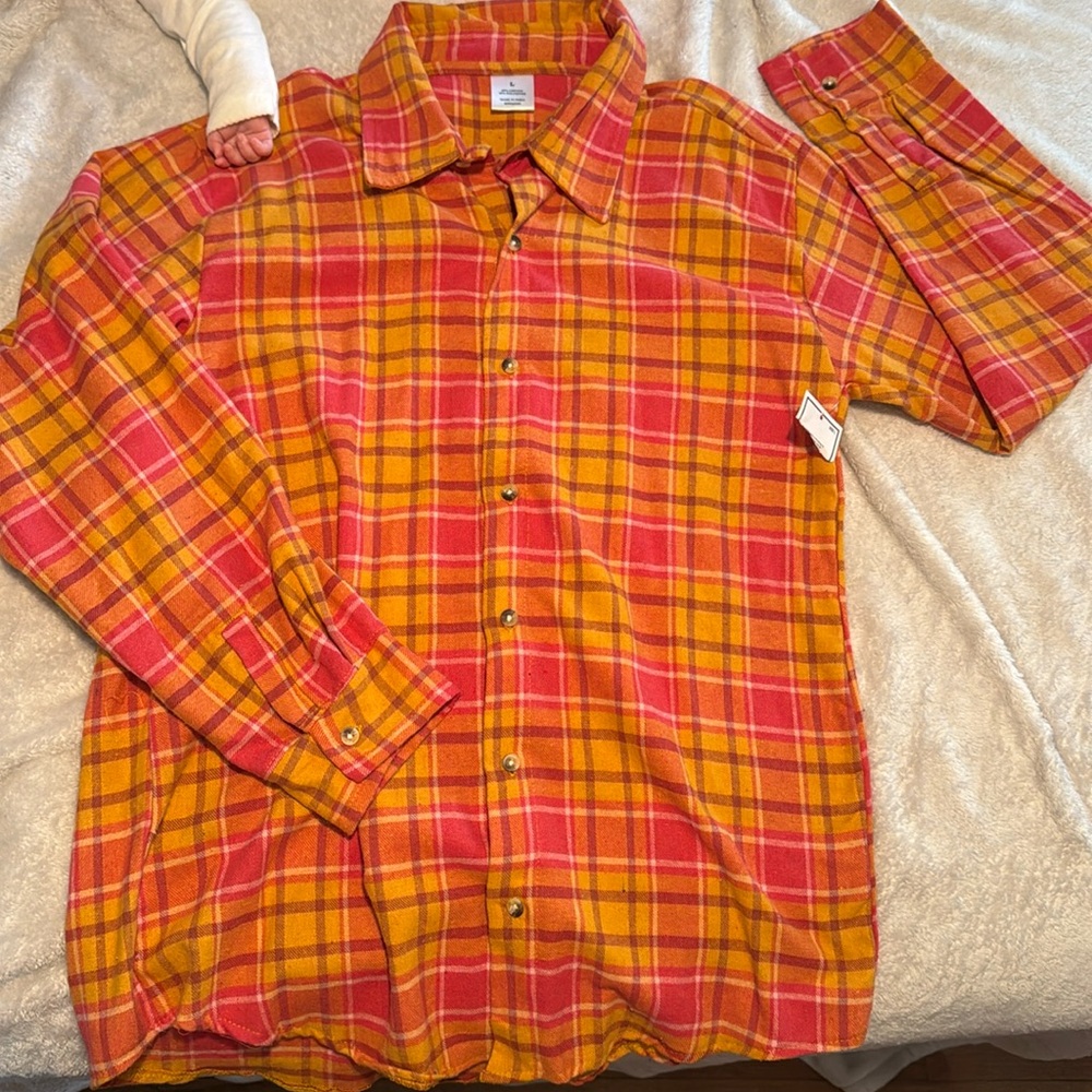 L.L. Bean Red and Yellow Plaid Button Down Shirt